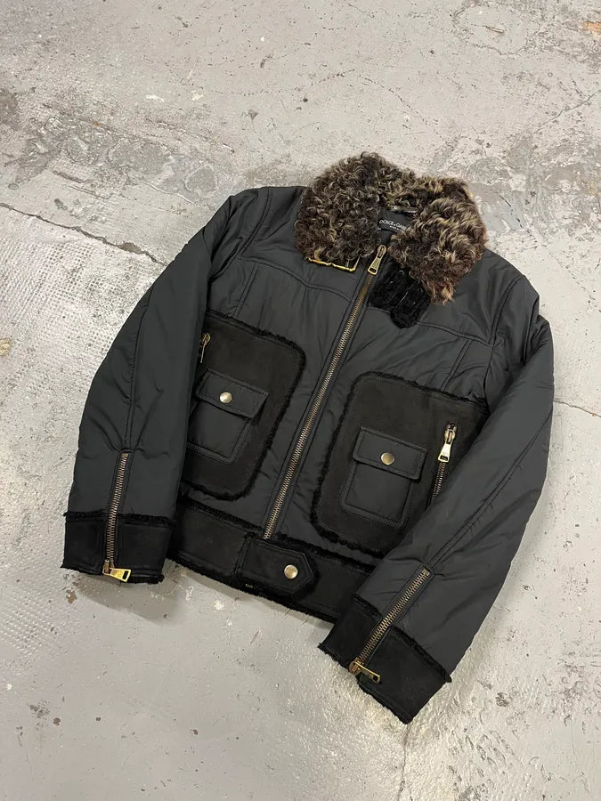 2000s Dolce & Gabbana Hybrid Nylon Suede Black Jacket QlLXNMc 3