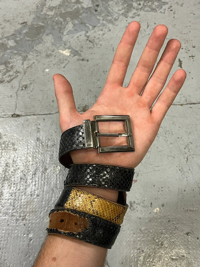 2000s Dolce & Gabbana Hybrid Python Skin Leather Belt rJWRdlU 0