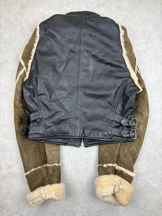 1990s Dolce & Gabbana Black Hybrid Suede & Leather Biker Jacket pwDHVfx 5
