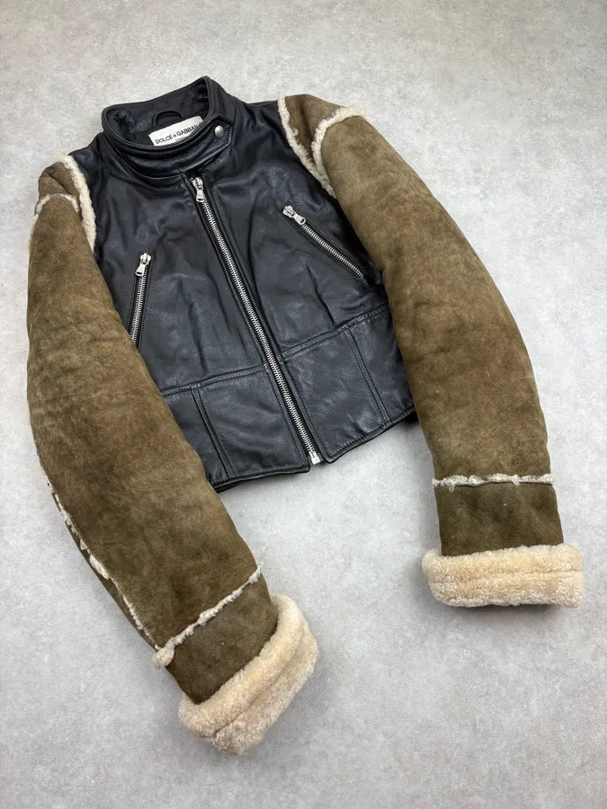 1990s Dolce & Gabbana Black Hybrid Suede & Leather Biker Jacket pwDHVfx 3