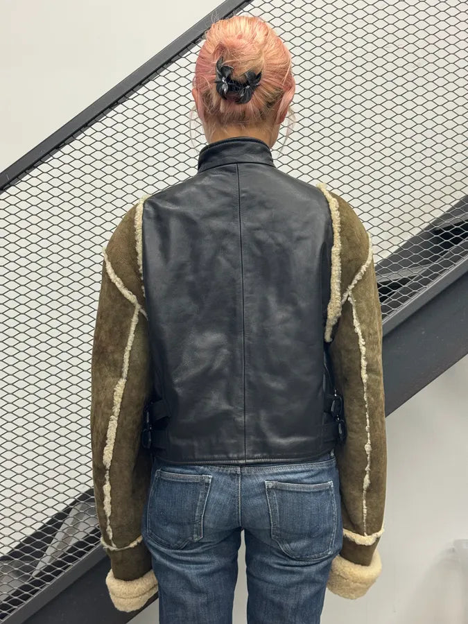 1990s Dolce & Gabbana Black Hybrid Suede & Leather Biker Jacket pwDHVfx 2