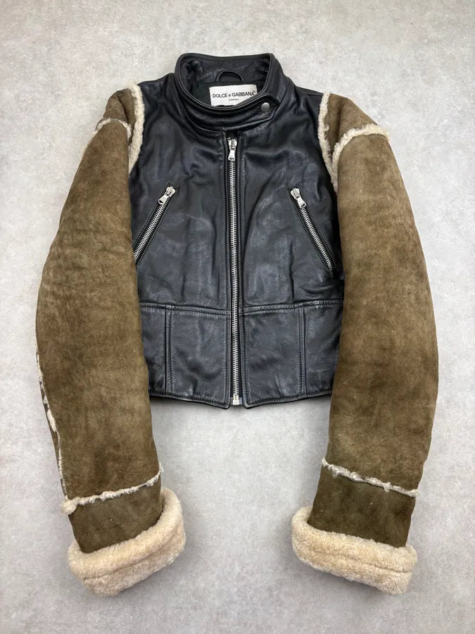 1990s Dolce & Gabbana Black Hybrid Suede & Leather Biker Jacket pwDHVfx 0