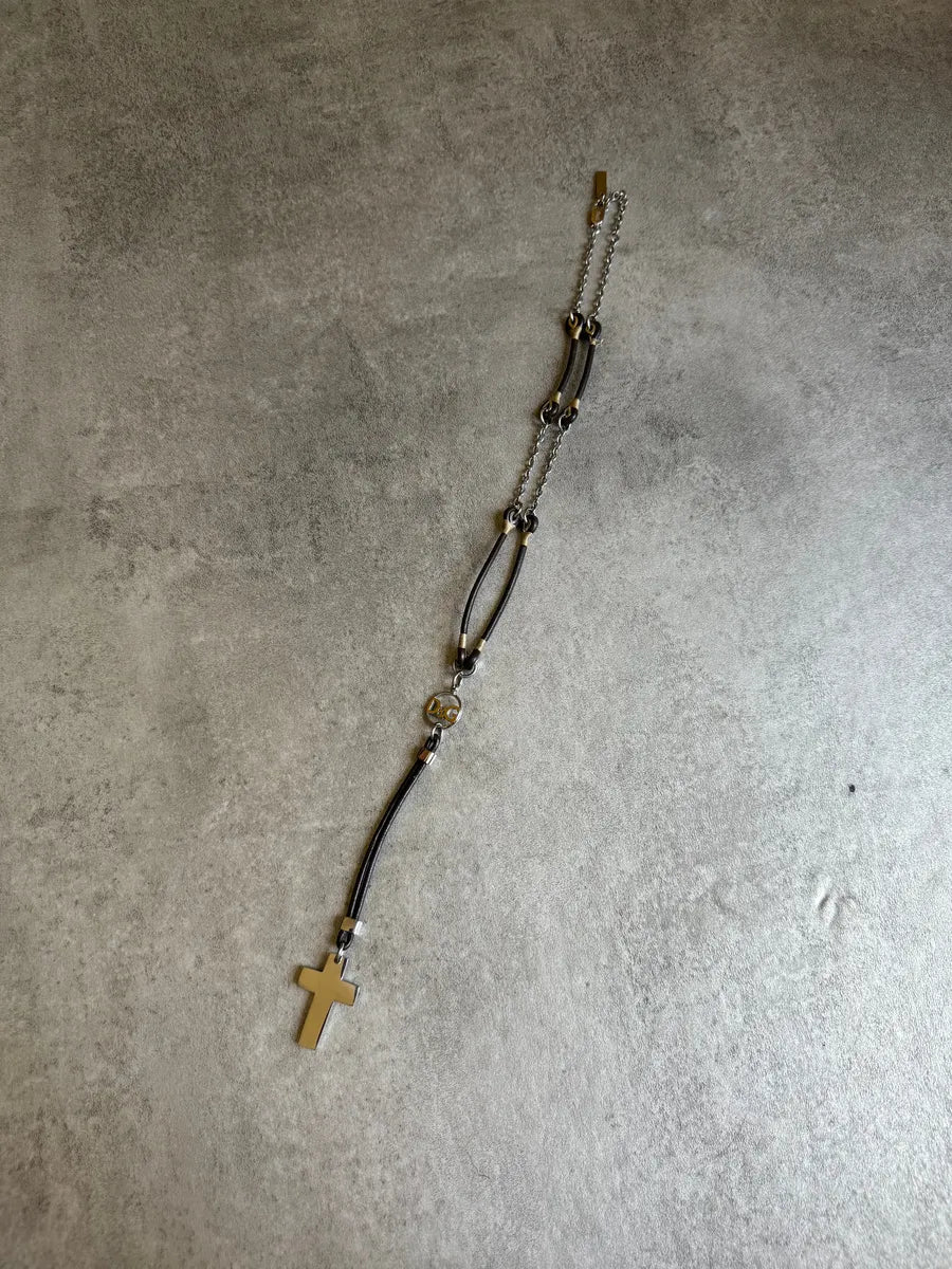 2000s Dolce & Gabbana Hybride Leather Cross Necklace zpxHrrE 3