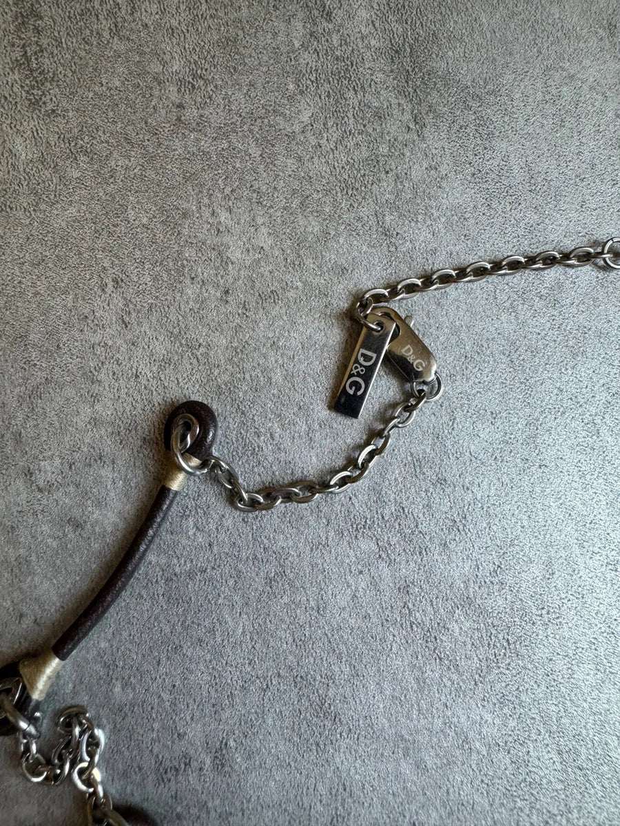 2000s Dolce & Gabbana Hybride Leather Cross Necklace zpxHrrE 4