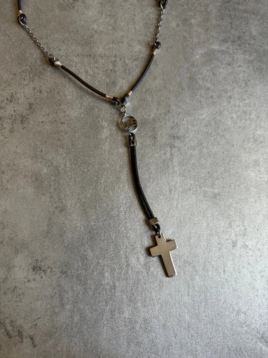 2000s Dolce & Gabbana Hybride Leather Cross Necklace zpxHrrE 5