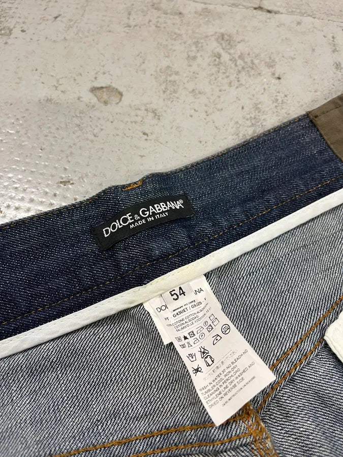2000s Dolce & Gabbana Hyrbid Khaki Cargo Destroyed Blue Denim Pants vRvuicM 11