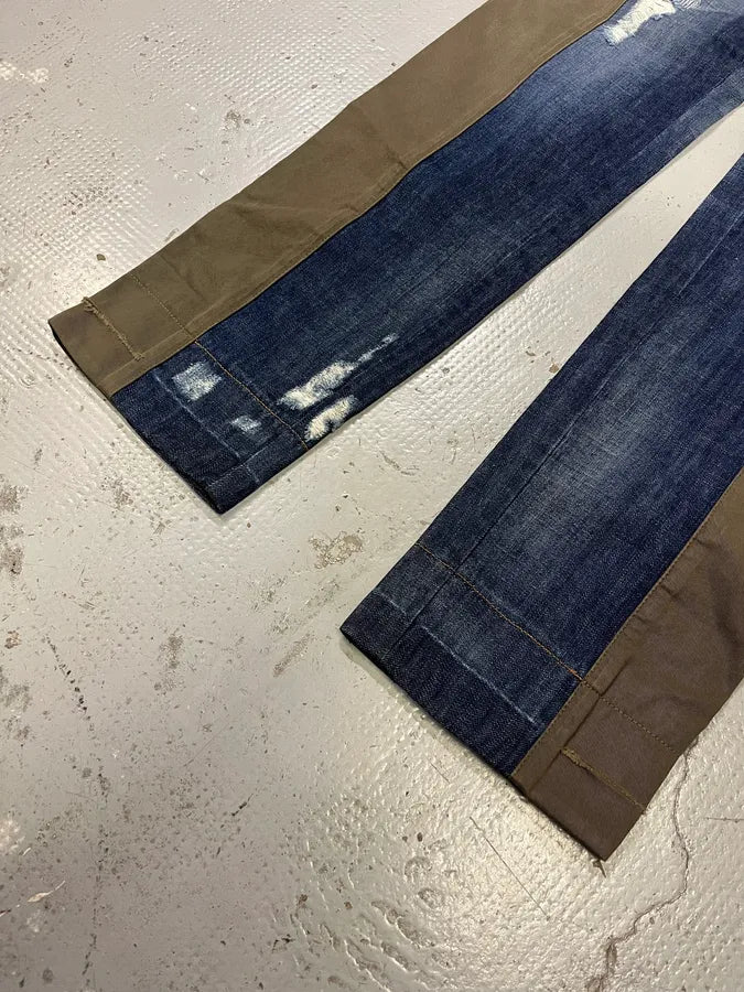 2000s Dolce & Gabbana Hyrbid Khaki Cargo Destroyed Blue Denim Pants vRvuicM 7