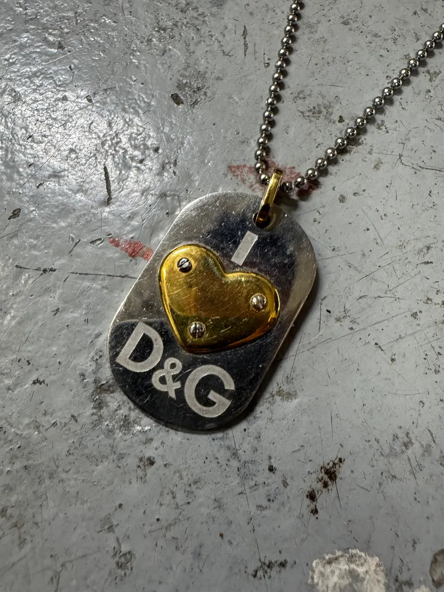 2000s Dolce & Gabbana I Love D&G Dog Tag Ball Chain Necklace ELUDYbQ 2