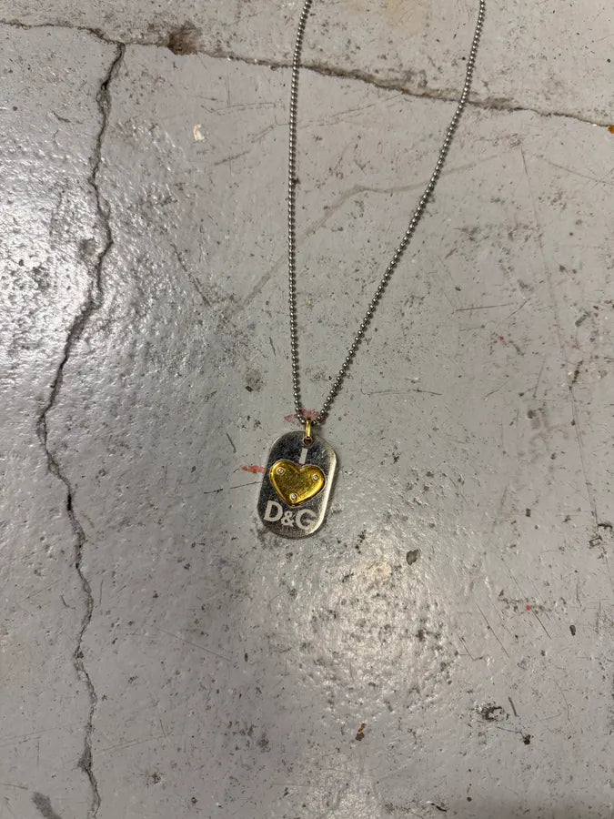 2000s Dolce & Gabbana I Love D&G Dog Tag Ball Chain Necklace ELUDYbQ 4