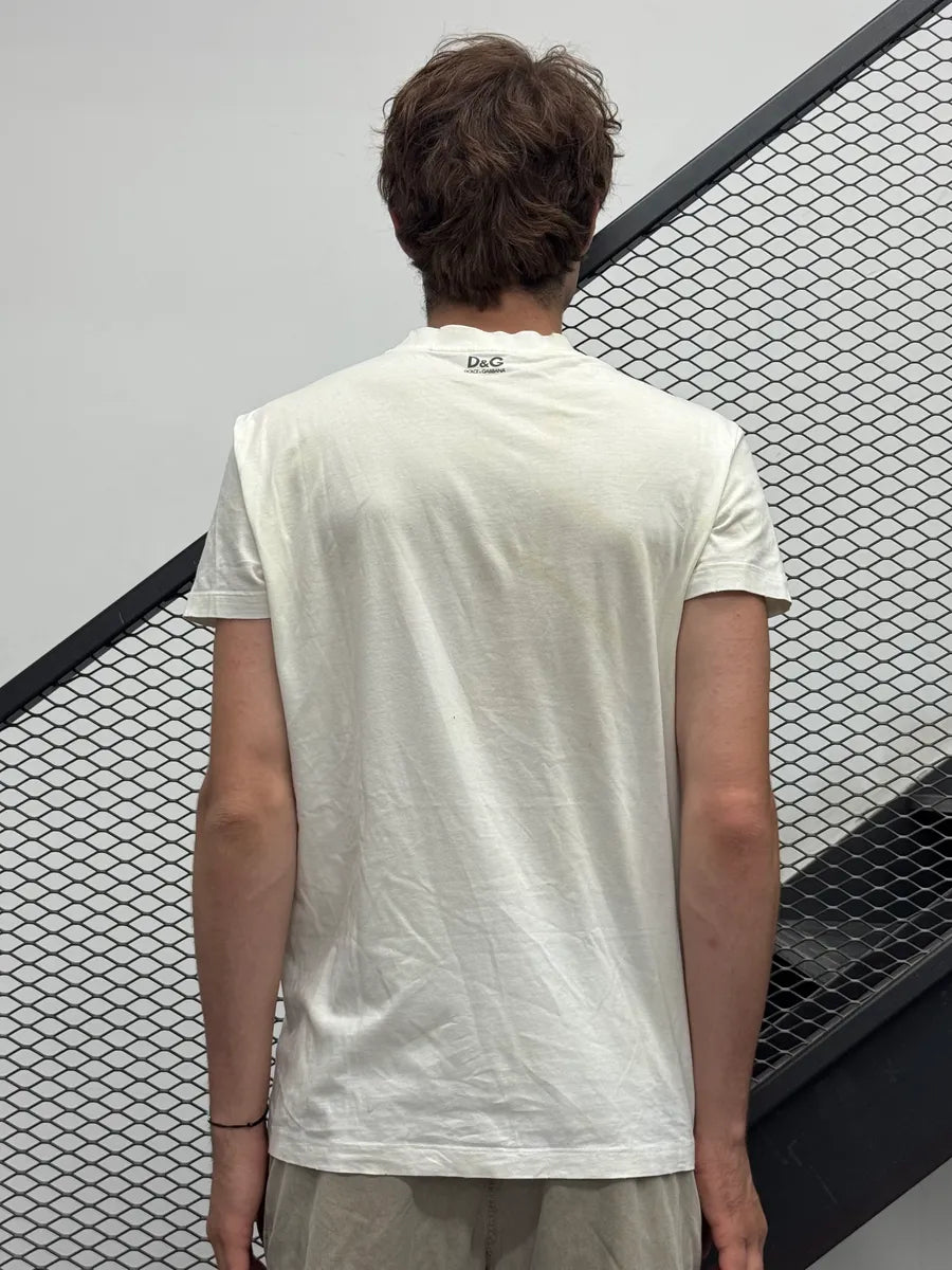 2000s Dolce & Gabbana I Love SantAgata Distressed White T-Shirt HwWnPkW 2