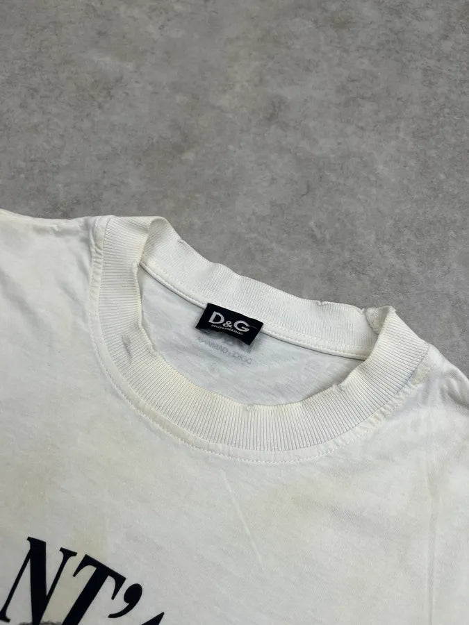 2000s Dolce & Gabbana I Love SantAgata Distressed White T-Shirt HwWnPkW 3
