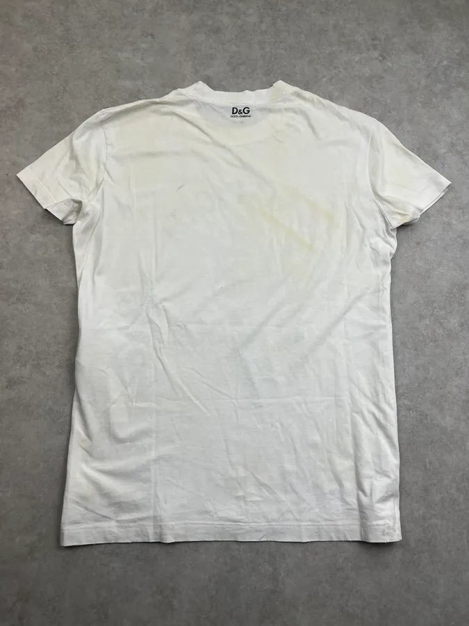 2000s Dolce & Gabbana I Love SantAgata Distressed White T-Shirt HwWnPkW 6