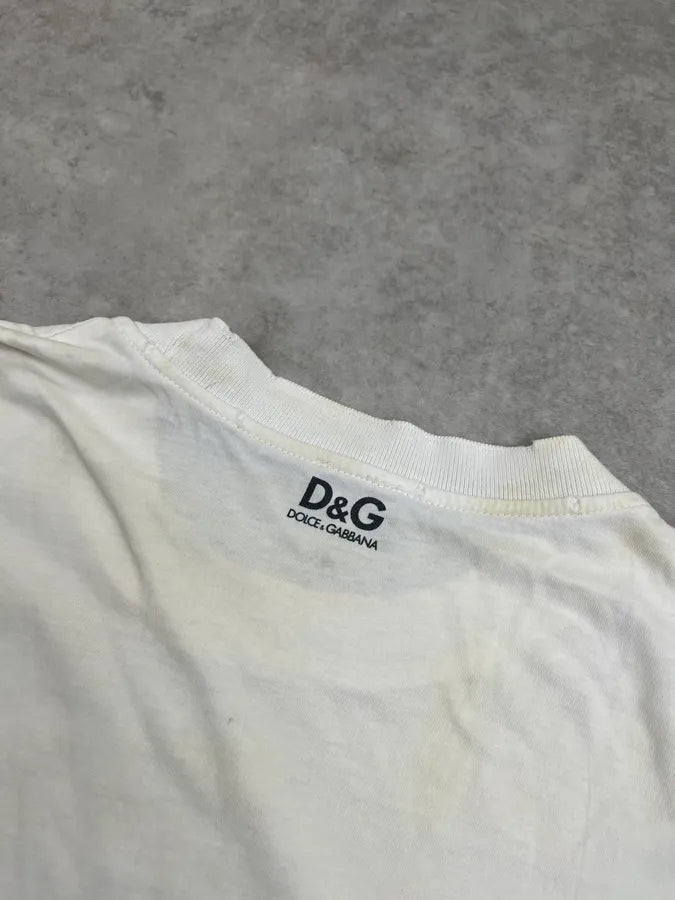 2000s Dolce & Gabbana I Love SantAgata Distressed White T-Shirt HwWnPkW 7