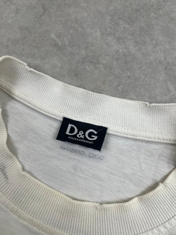 2000s Dolce & Gabbana I Love SantAgata Distressed White T-Shirt HwWnPkW 8