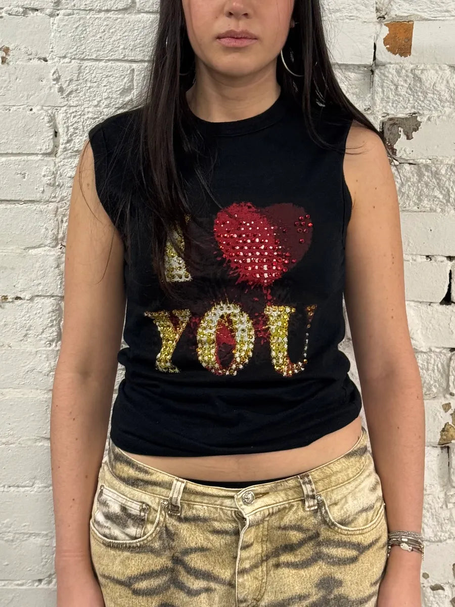 2000s Dolce & Gabbana I Love You Black Tank Top vmRHAfv 1