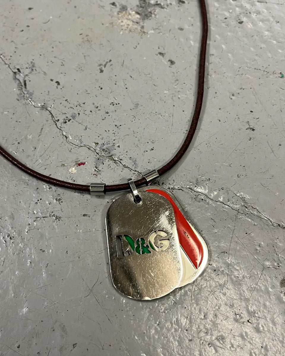 AW2005 Dolce & Gabbana Italian Flag Silver Double Dogtag Necklace YaiOELA 2