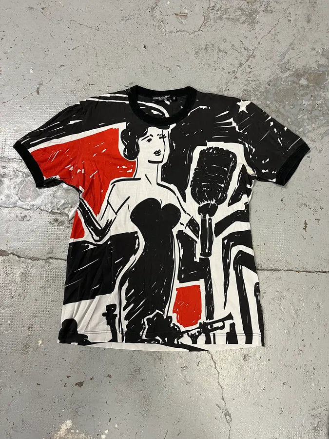 2000s Dolce & Gabbana Jazz Lady Black T-Shirt gSZHSUi 0