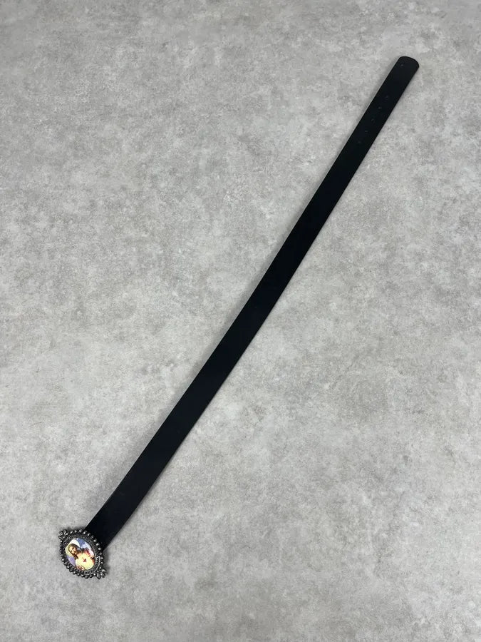 2000s Dolce & Gabbana Jesus Buckle Black Leather Belt UiJhTbD 6
