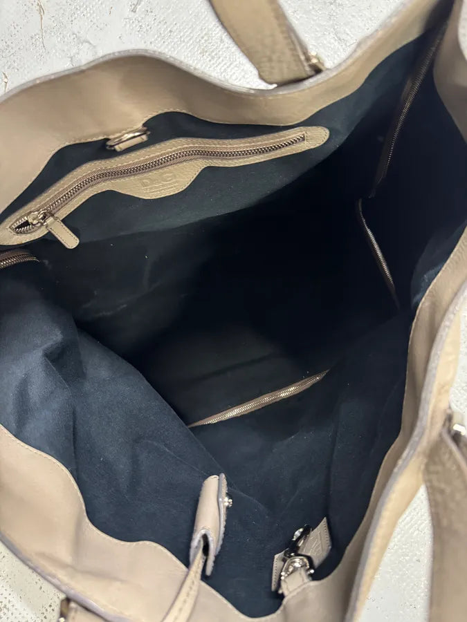 2000s Dolce & Gabbana Kati Zip Beige Leather Tote Bag DnYWhYo 8