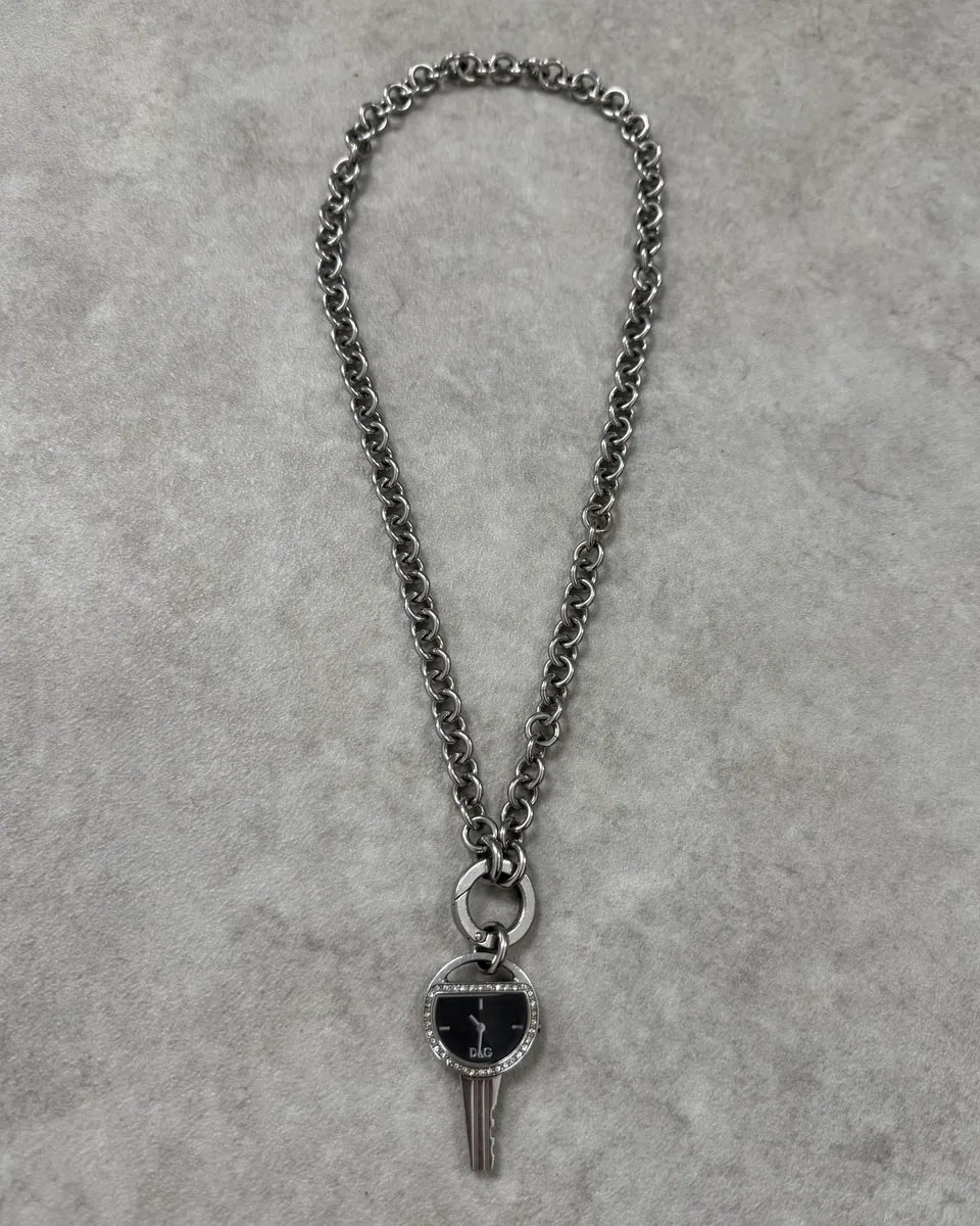 2000s Dolce & Gabbana Key Chain Grey Steel Necklace UVDKCRO 0