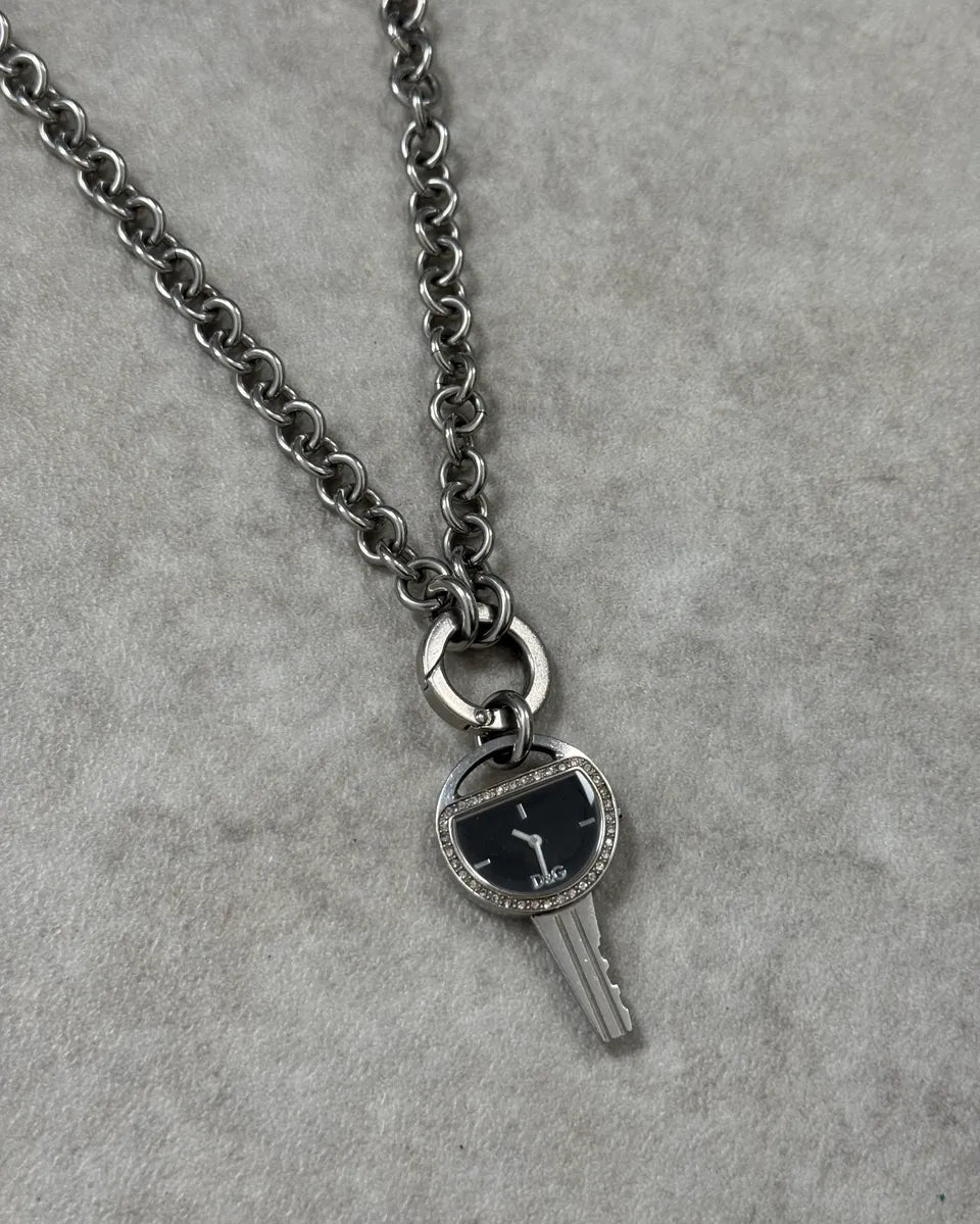 2000s Dolce & Gabbana Key Chain Grey Steel Necklace UVDKCRO 2