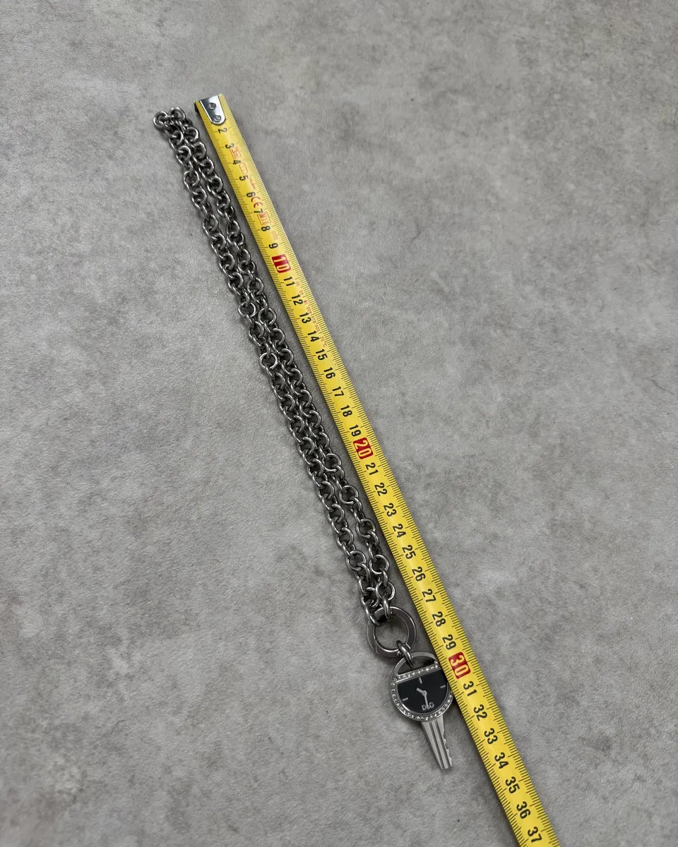 2000s Dolce & Gabbana Key Chain Grey Steel Necklace UVDKCRO 6