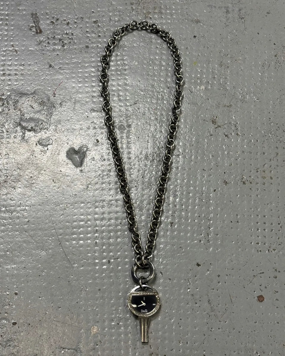 2000s Dolce & Gabbana Key Watch Pendant Necklace tWfxaOe 0