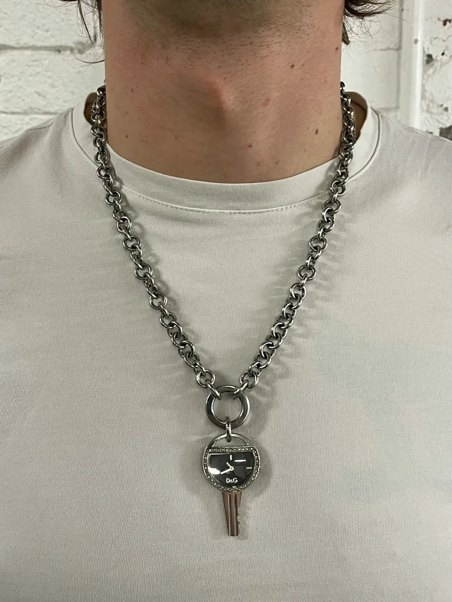 2000s Dolce & Gabbana Key Watch Pendant Necklace tWfxaOe 1