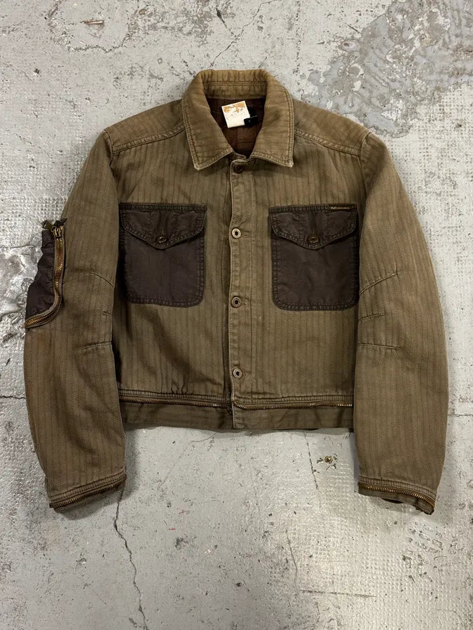 AW2003 Dolce & Gabbana Khaki Military Cargo Removable Jacket RZxkMUZ 1