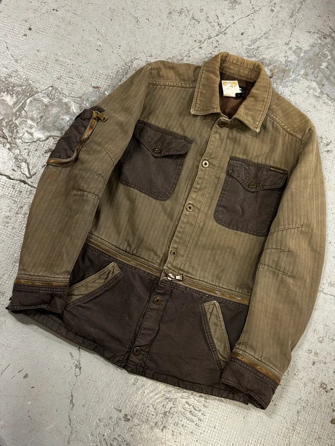 AW2003 Dolce & Gabbana Khaki Military Cargo Removable Jacket RZxkMUZ 6