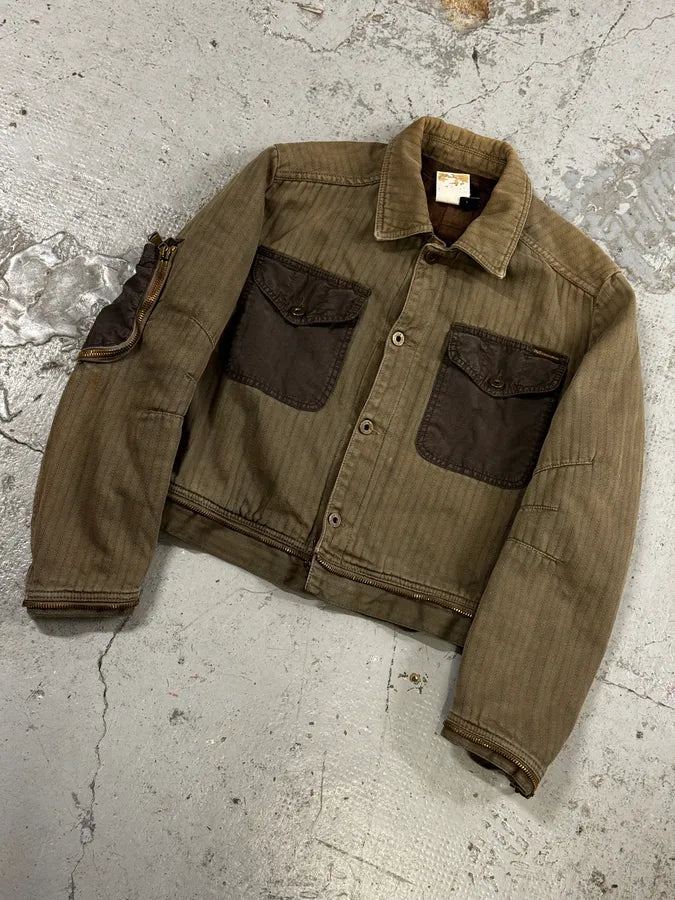 AW2003 Dolce & Gabbana Khaki Military Cargo Removable Jacket RZxkMUZ 7