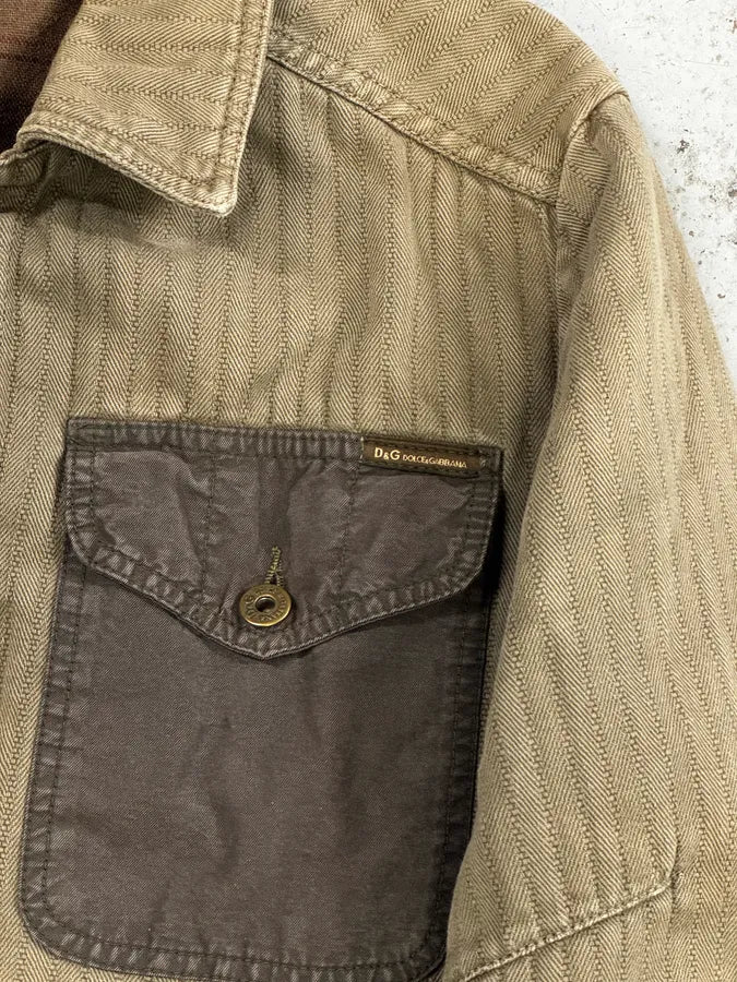 AW2003 Dolce & Gabbana Khaki Military Cargo Removable Jacket RZxkMUZ 13