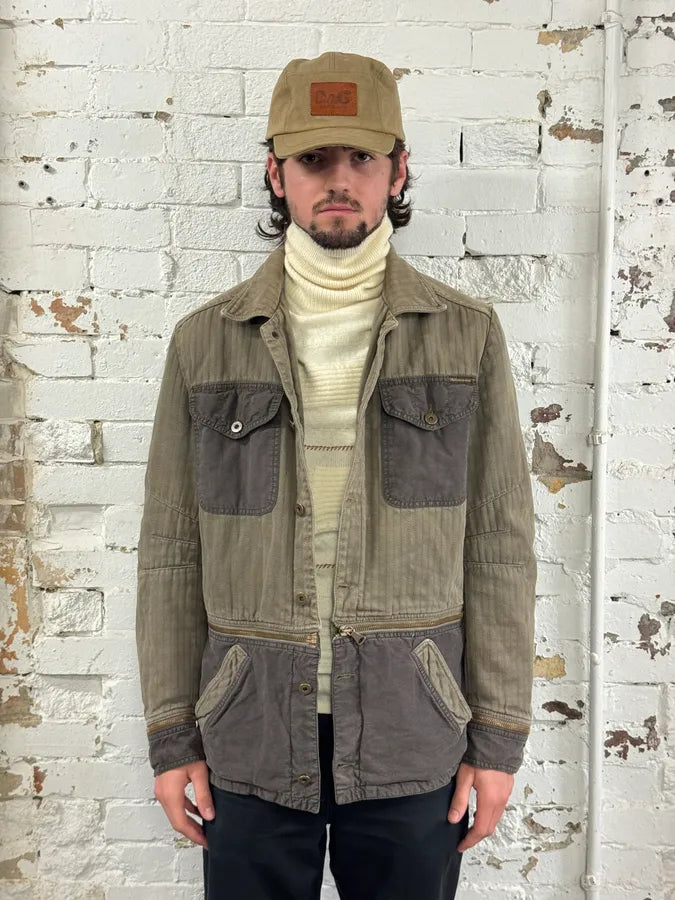 AW2003 Dolce & Gabbana Khaki Military Cargo Removable Jacket RZxkMUZ 3