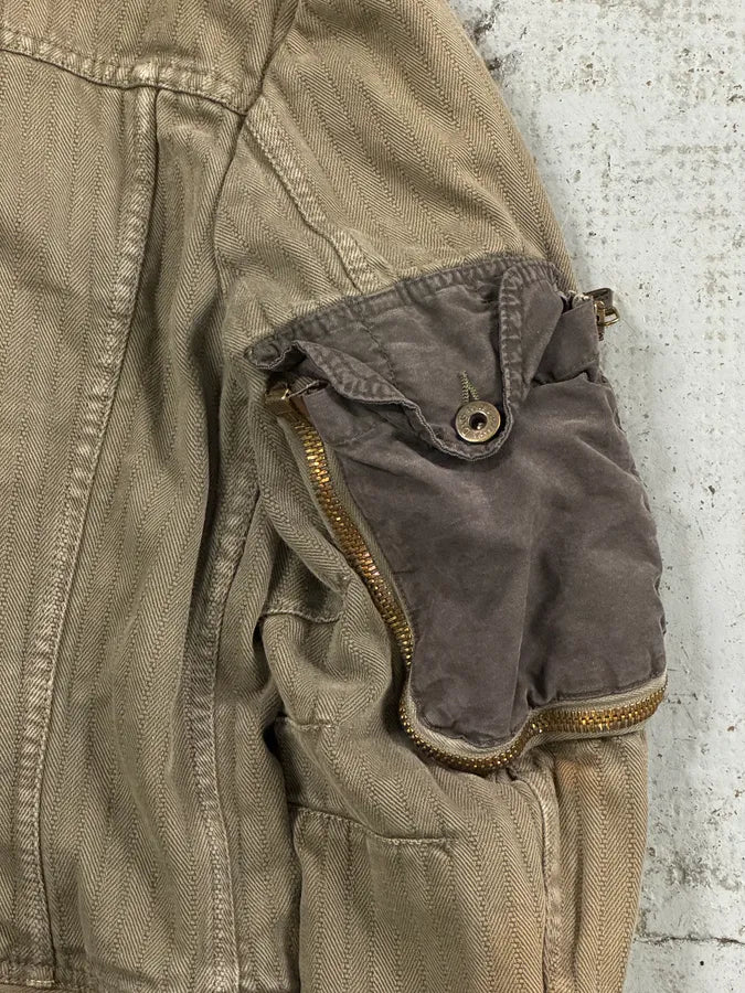 AW2003 Dolce & Gabbana Khaki Military Cargo Removable Jacket RZxkMUZ 11