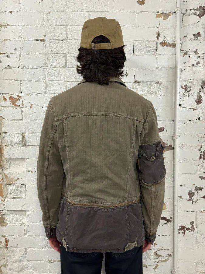 AW2003 Dolce & Gabbana Khaki Military Cargo Removable Jacket RZxkMUZ 4