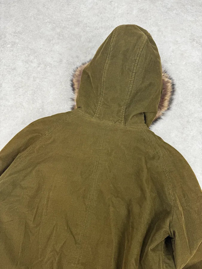 2000s Dolce & Gabbana Khaki Corduroy Fur Hooded Buttoned Jacket eJuLyrq 6