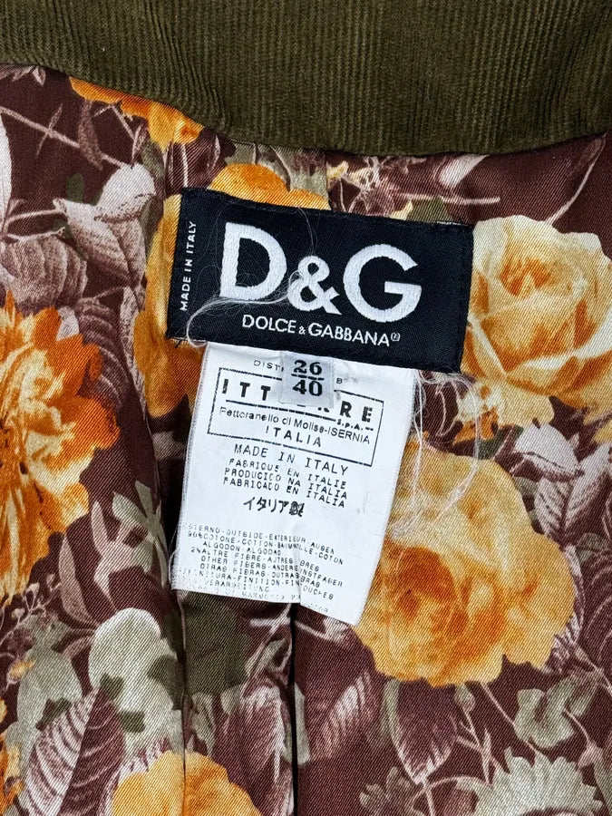 2000s Dolce & Gabbana Khaki Corduroy Fur Hooded Buttoned Jacket eJuLyrq 10