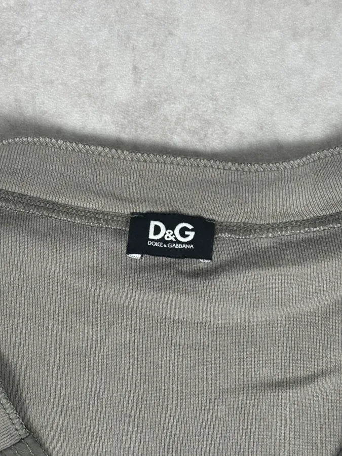 SS2003 Dolce & Gabbana Khaki V-Neck Buttoned T-Shirt WucMsyl 6