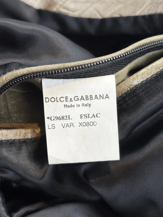 2000s Dolce & Gabbana Khaki Crocodile Embossed Leather Jacket NfMghrw 12