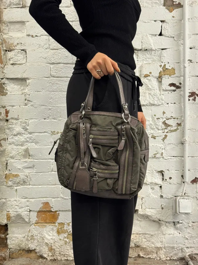 2000s Dolce & Gabbana Khaki Green Multi Zip Mila Handle Bag JOwgzTV 0