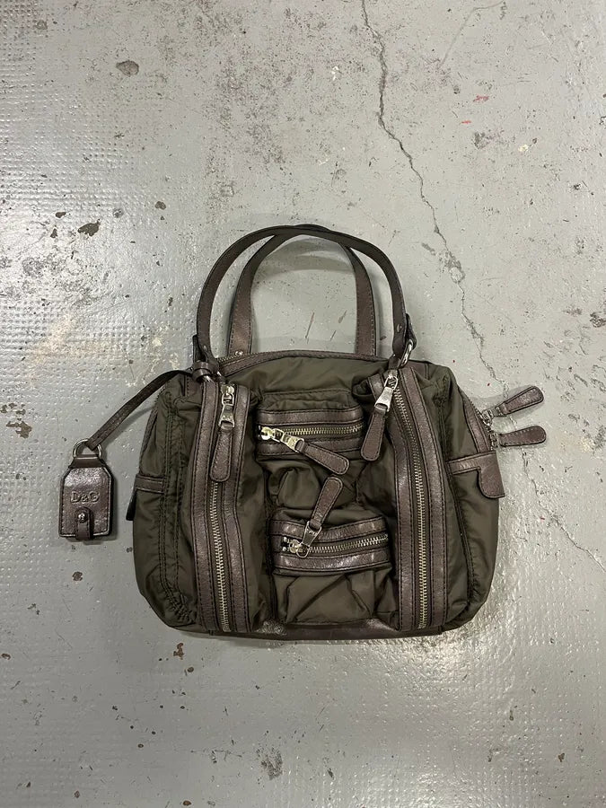 2000s Dolce & Gabbana Khaki Green Multi Zip Mila Handle Bag JOwgzTV 1