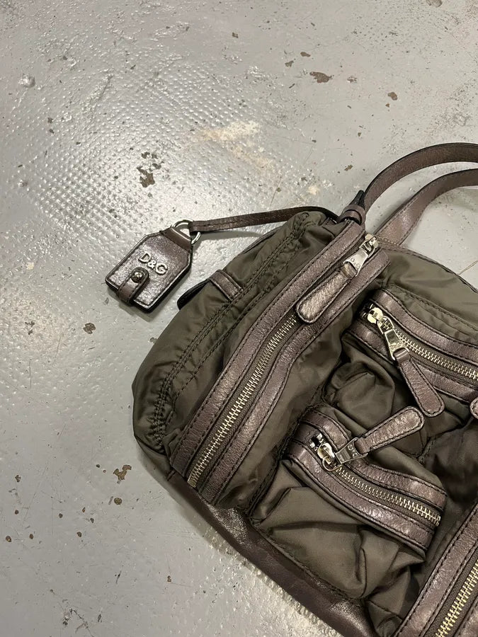 2000s Dolce & Gabbana Khaki Green Multi Zip Mila Handle Bag 2000s Dolce & Gabbana Khaki Green Multi Zip Mila Handle Bag