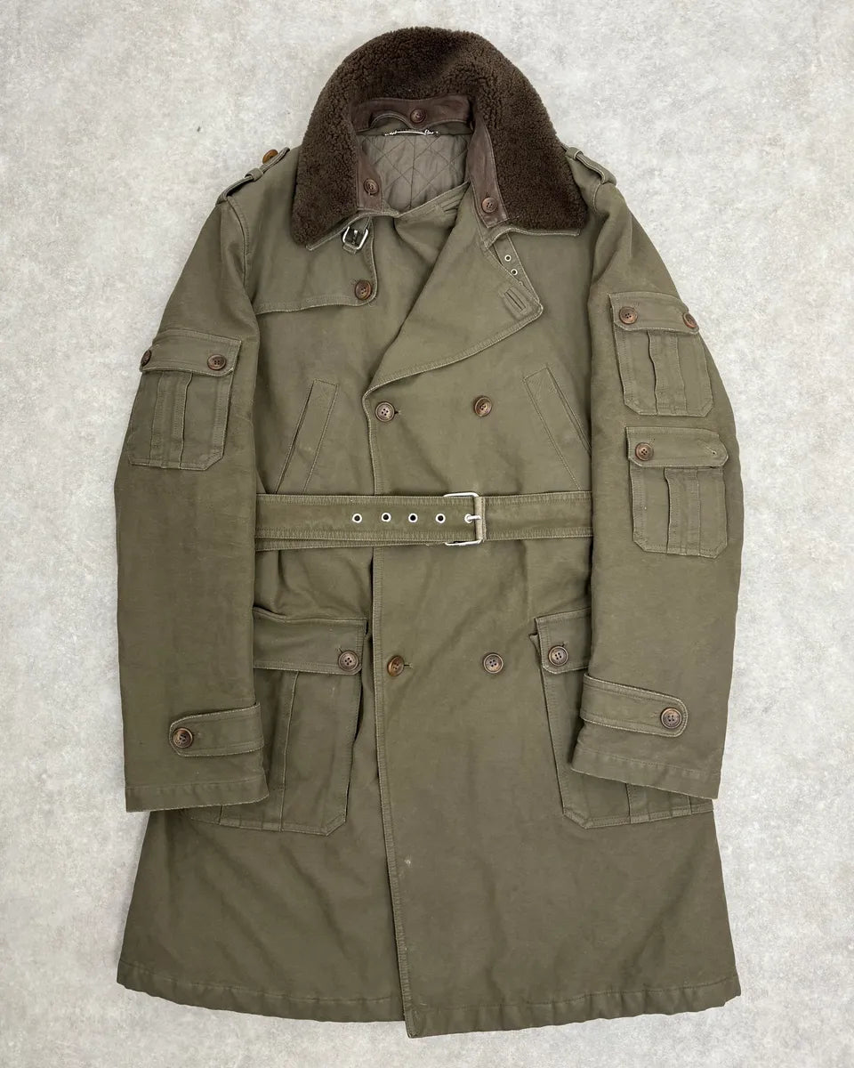 2000s Dolce & Gabbana Khaki Green Mutli Pockets Cargo Trench Coat xKSsKBs 0