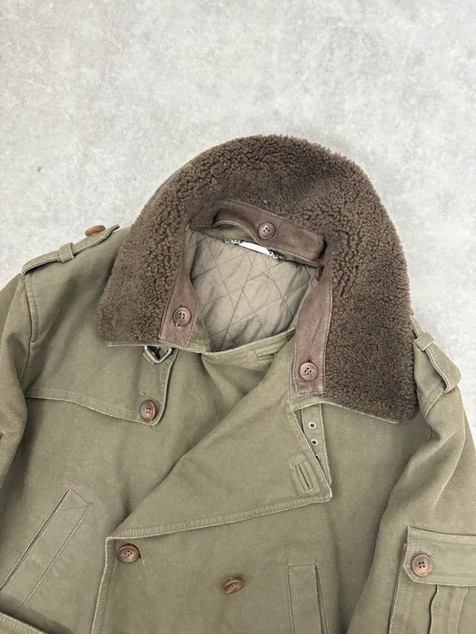 2000s Dolce & Gabbana Khaki Green Mutli Pockets Cargo Trench Coat xKSsKBs 3