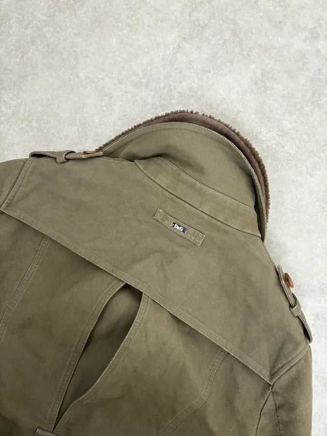 2000s Dolce & Gabbana Khaki Green Mutli Pockets Cargo Trench Coat xKSsKBs 6