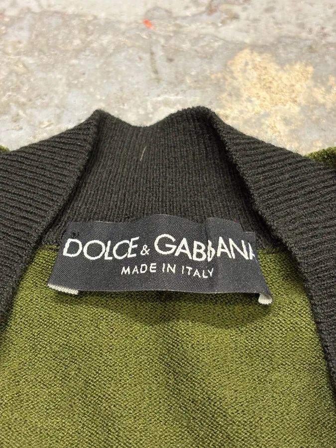 2000s Dolce & Gabbana Khaki Grey Collar Sweater MvYReZm 6