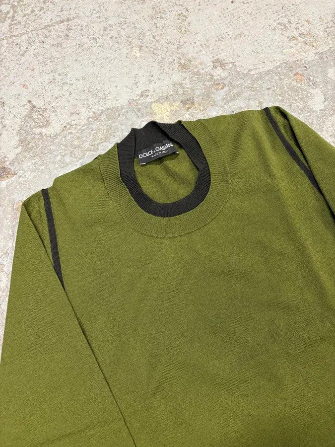 2000s Dolce & Gabbana Khaki Grey Collar Sweater MvYReZm 4