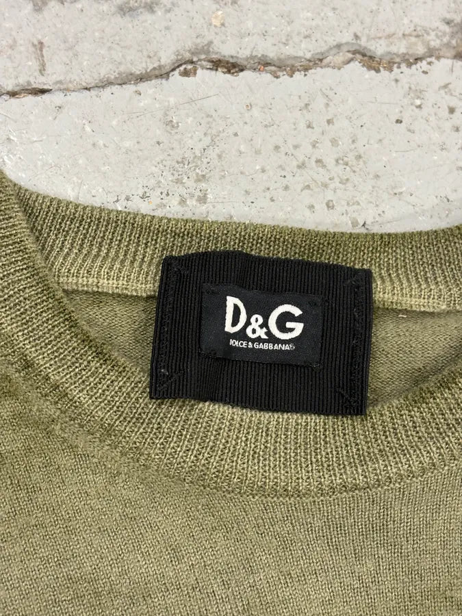 2000s Dolce & Gabbana Khaki Minimalist Sweater ZeULpRd 7