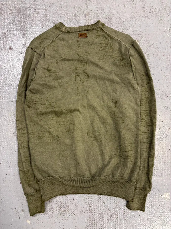 2000s Dolce & Gabbana Khaki Minimalist Sweater ZeULpRd 5