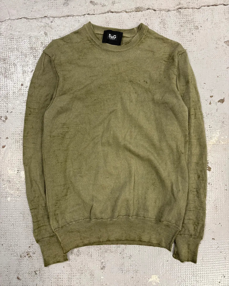 2000s Dolce & Gabbana Khaki Minimalist Sweater ZeULpRd 0
